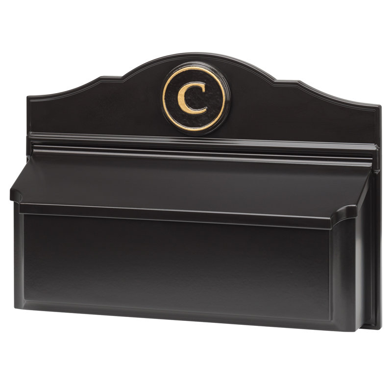 Colonial Wall Mounted Mailbox, Yes, Black/Gold