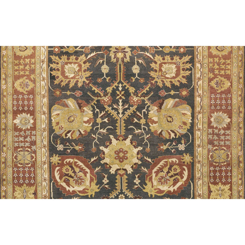 Wool Oriental Area Rug in Red/Beige/Dark Gray, Rectangle 4' x 6'