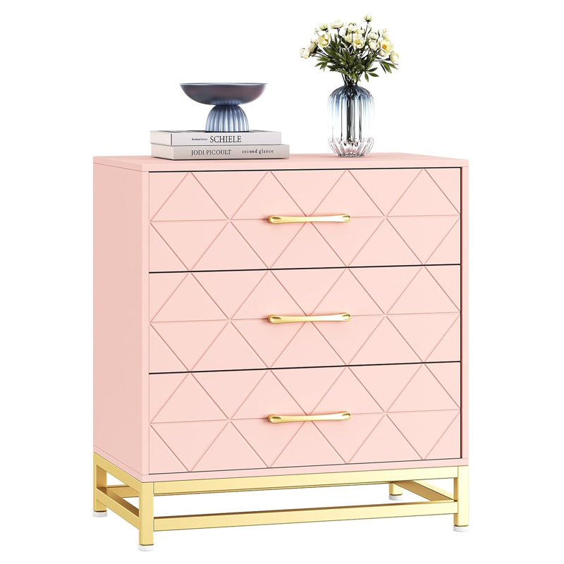 Chest of 3 Drawers, Pink