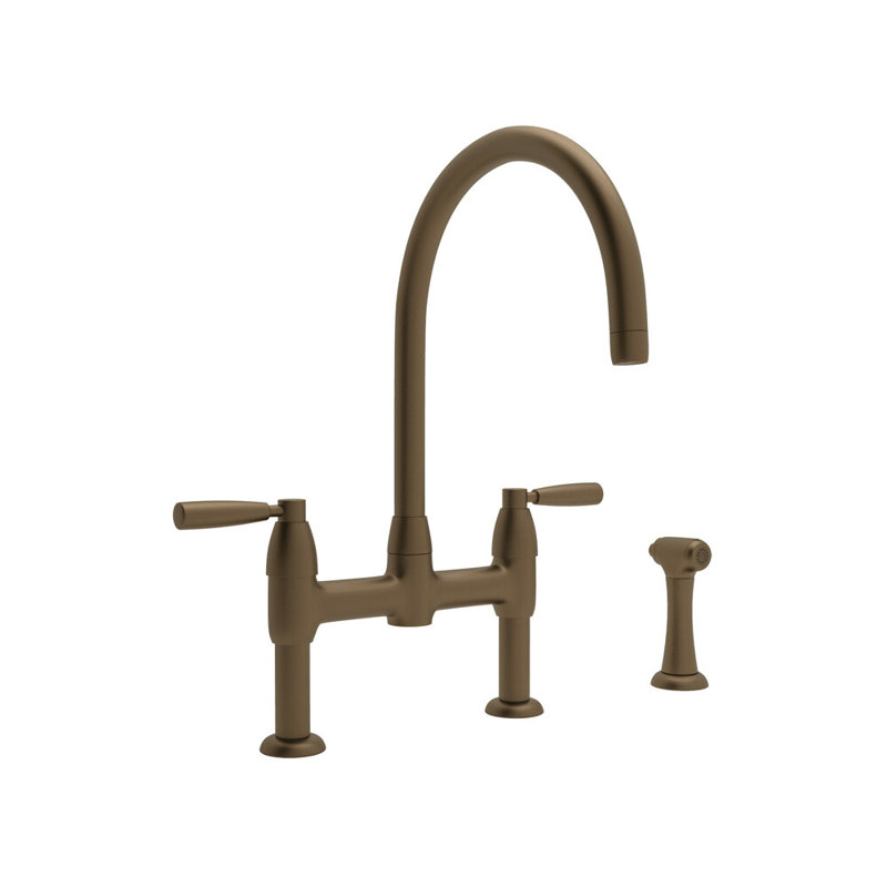 Holborn Double Handle Kitchen Faucet, Unlacquered Brass, Lever