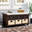 Curtis Rustic Storage Bench with Drawers, Removable Rattan Baskets, and Cushion