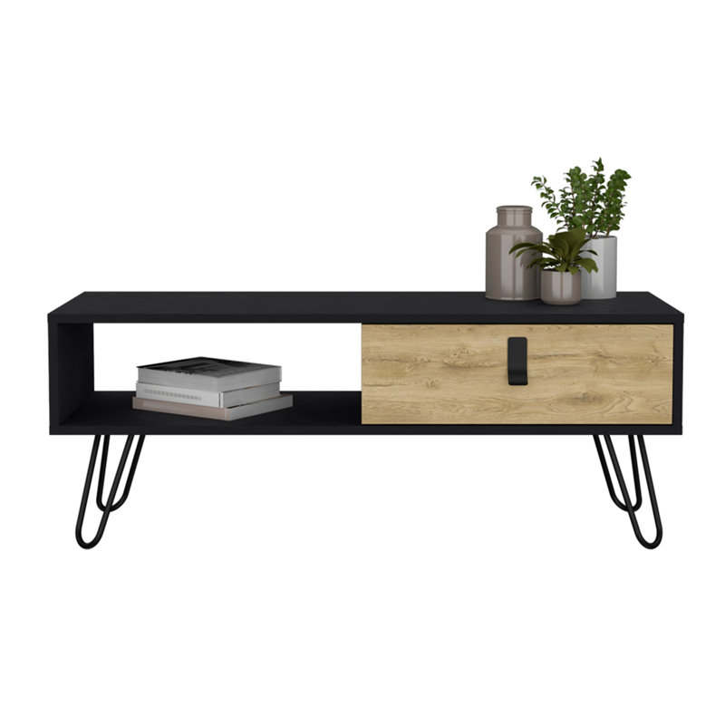 Table basse Magness, salon, noir / macadamia