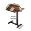 Adjustable Overbed Table with Wheels, Walnut Pneumatic Height Adjustable Tilting Laptop Desk, Rolling Side Table for Hospital, Bedroom & Home Office