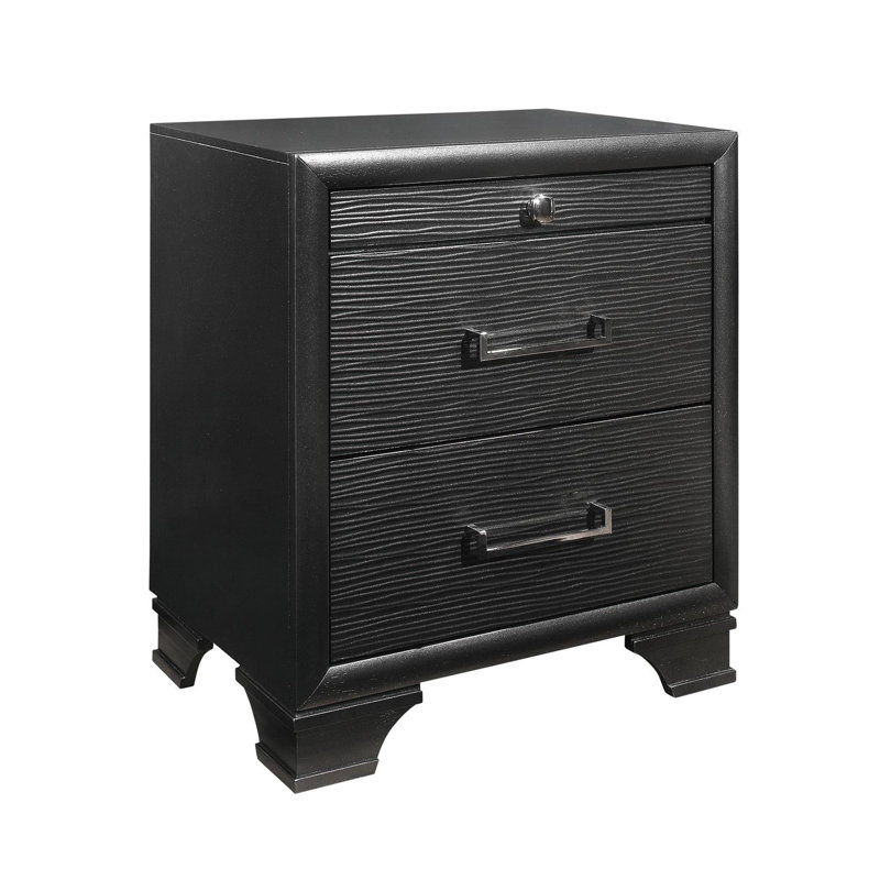 Spacious Drawer Nightstand Grey Gray, Solid Wood + , Tapered Legs For A Timeless Appeal Gray Bedroom With Interior And Bottom Drawers