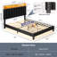 Structure de lit rembourrée avec tête de lit et tête de rangement avec lumières DEL intelligentes et station de charge USB, sans bruit, sans sommier-1181314318-1181314319