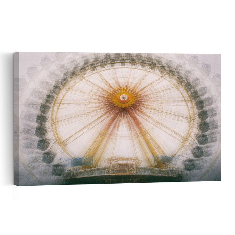 Grande roue onirique, affiche murale abstraite à l'architecture énergique et onirique, 16" H x 24" W