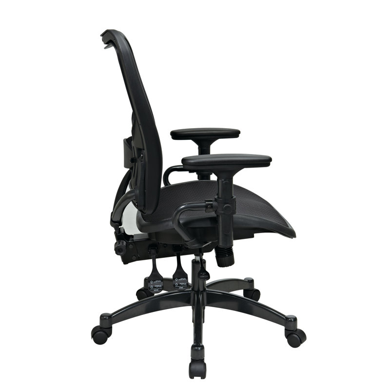 Black Mesh and Leather Ergonomic Swivel Task Chair