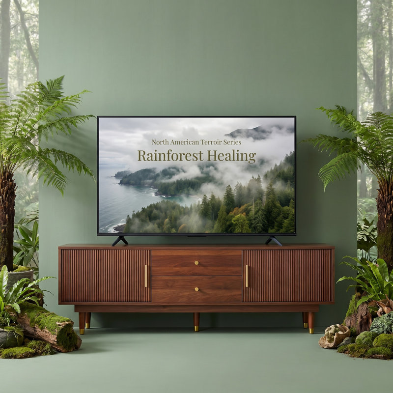 Meuble télé North American Terroir Series Rainforest, 22.9" x 66.9" x 14.9", Walnut