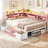 Full Corner Daybed Frame with 6 Drawers and Storage Bookcase Daybed with Charging Station and LED Lights-122632854-123467512