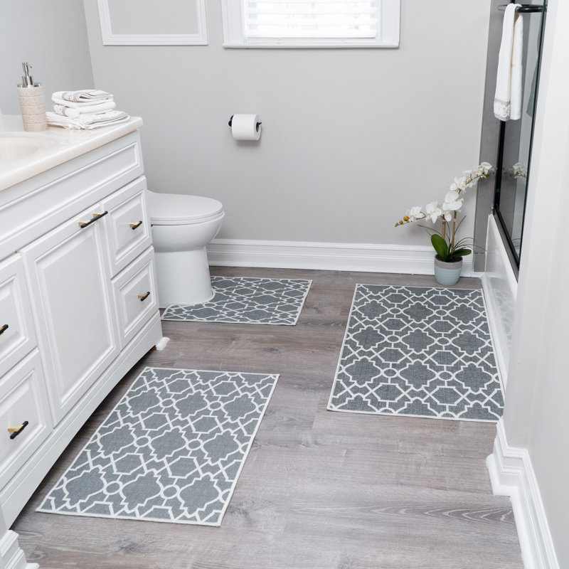 Ensemble de 3 tapis de bain Domynik, Gris