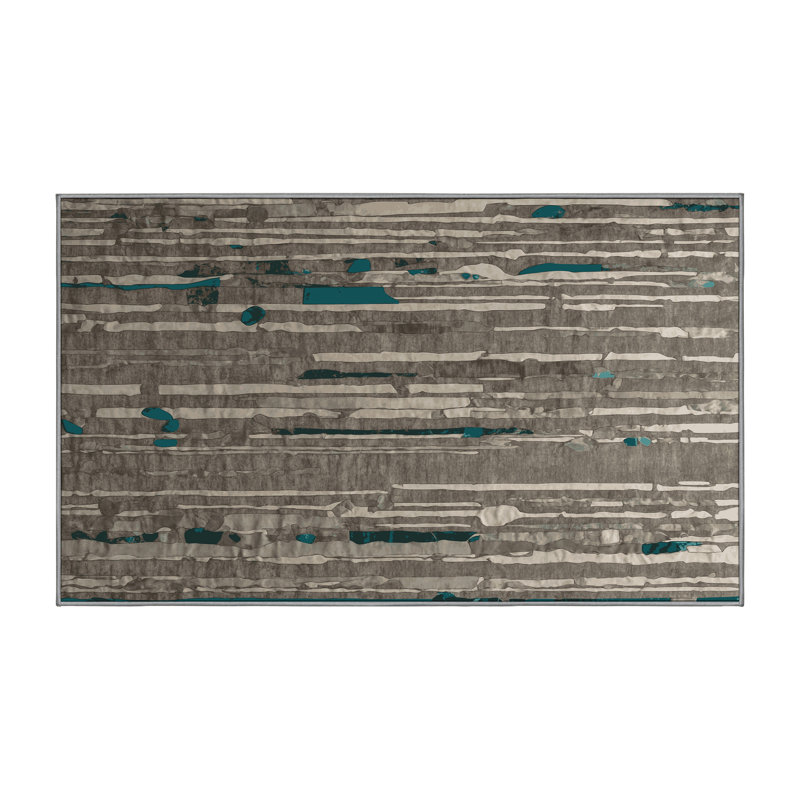 Machine Washable Gray Area Rug GSIX03651, Rectangle 7' x 9'