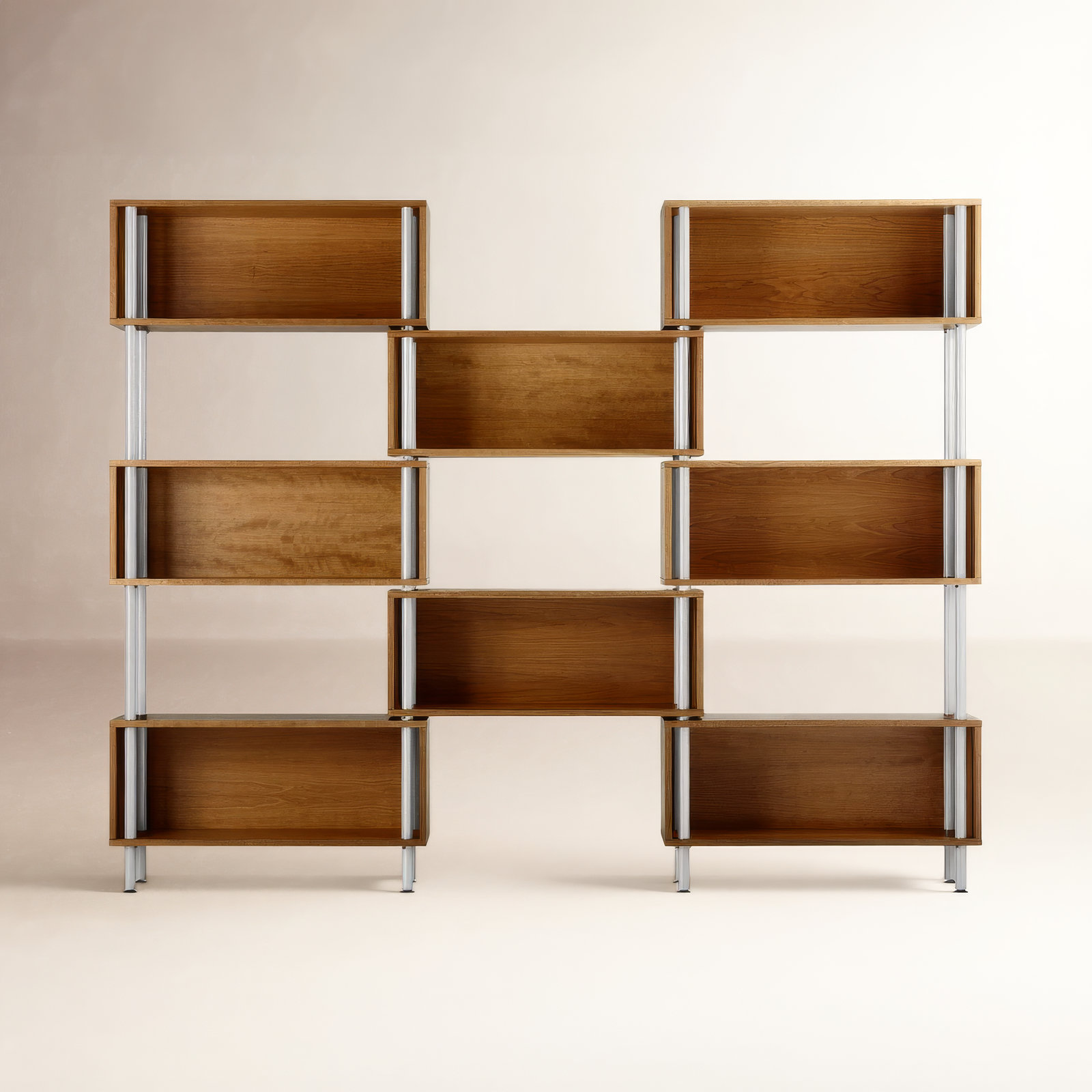 Chicago Wide Bookcase, Steel/Walnut