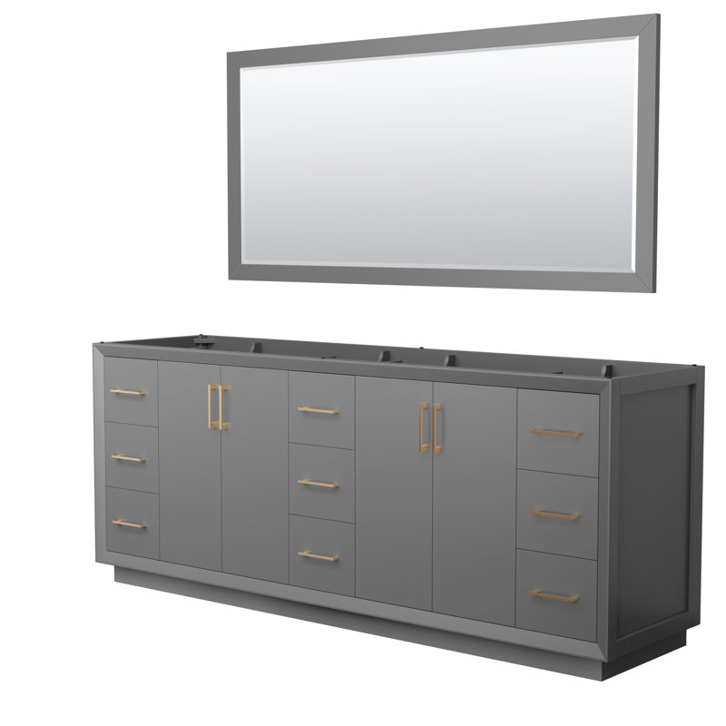 Base de meuble-lavabo double 83,25 po Strada seulement, Gris foncé / brun