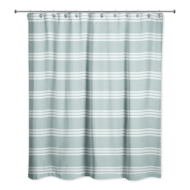 Mathes Striped Shower Curtain, Blue