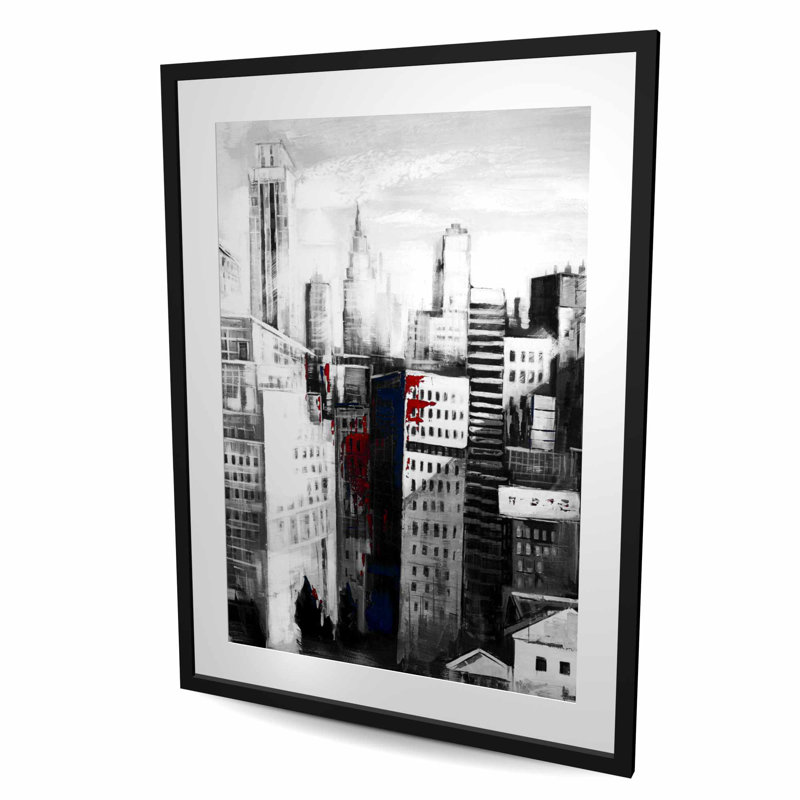 «White City with Paint Splash - Office City», reproduction encadrée