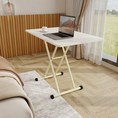Table debout blanche réglable en hauteur blanche, pour une utilisation intérieure et extérieure, aucun assemblage requis