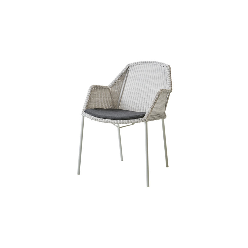 Breeze Stacking Patio Dining Armchair with Cushion, Black, Gray
