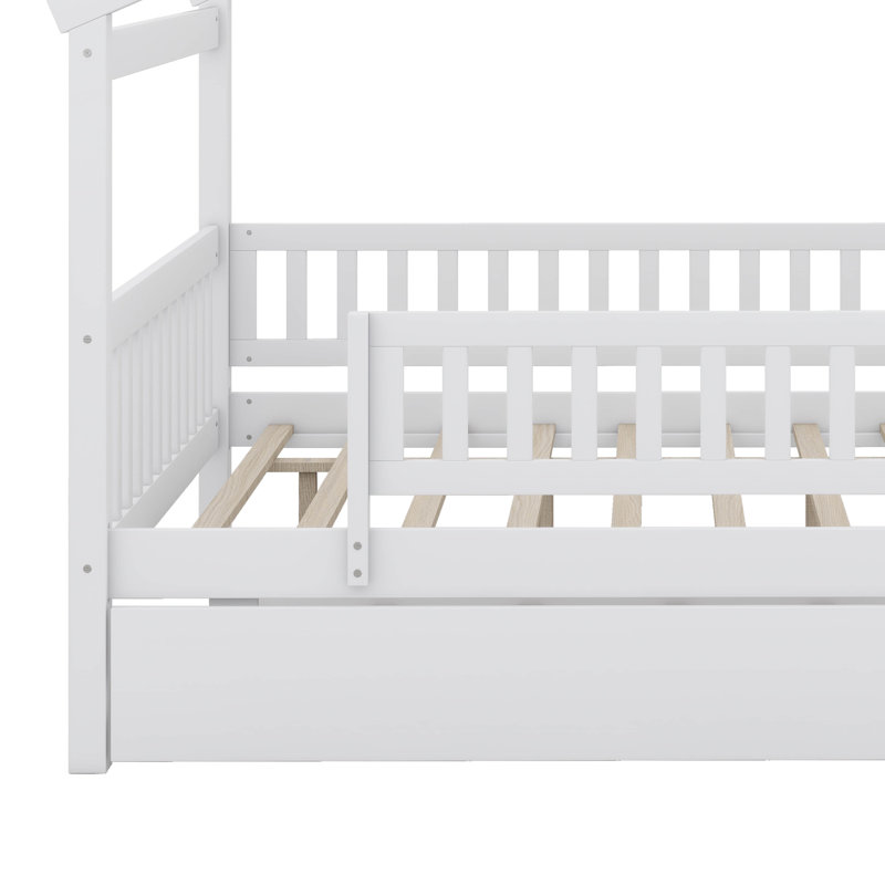 Lit gigogne en bois, Blanc, Lit double