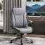 Chaise de bureau à haut dossier avec pivot à 360 degrés et accoudoirs souples, rembourrage épais en similicuir gris