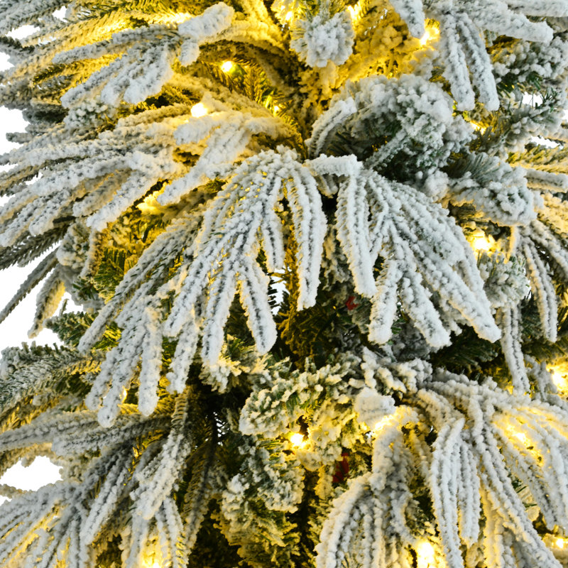 Arbre de Noël de 6 pi avec 300, 790 pointes de branches de neige et 8 modes de clignotement, arbre artificiel à charnières pour le bureau à domicile, pointes enneigées multicolores, modes de décoration
