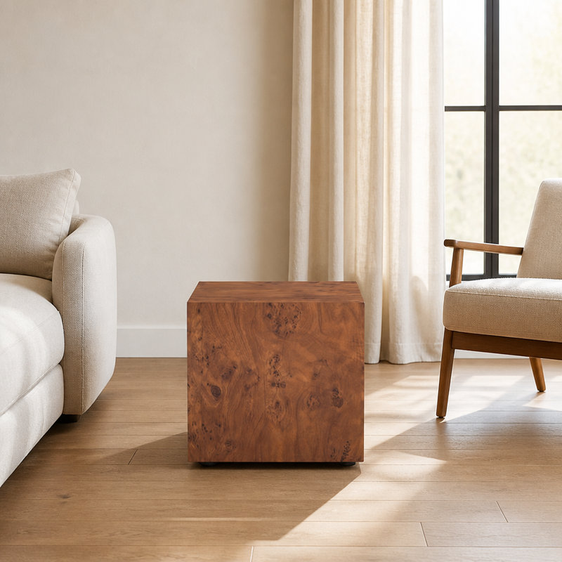 Table basse en placage de noyer Burl