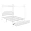 Queen Size Metal Canopy Platform Bed With Upholstered Headboard And Drawers