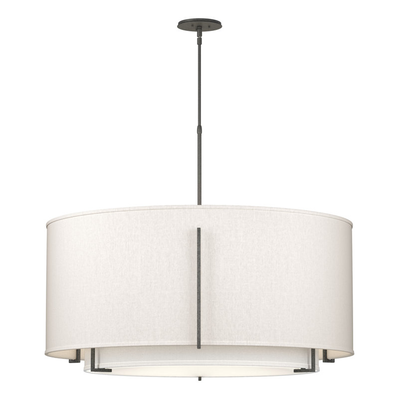 Lustre tambour Exos, Lin, H 54,9 po x l 31,3 po x P 31,3 po, Fer naturel
