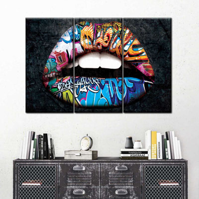 «Grunge Rainbow Lips», reproduction sur toile
