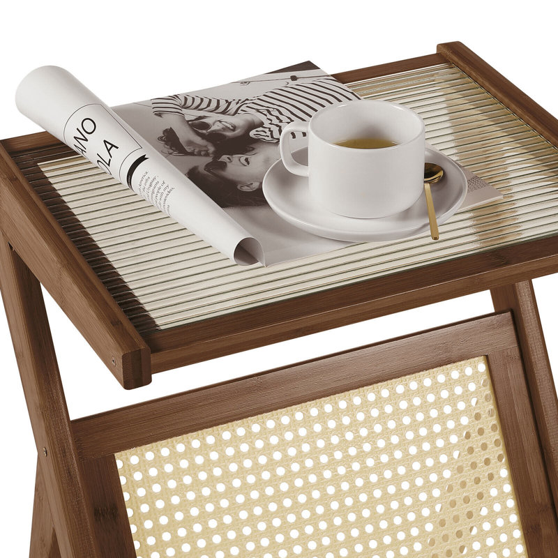 Gemmenne Glass Tray Top End Table, Brown