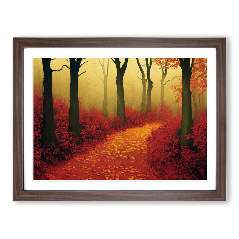 XH1022-6721X Painting Of An Autumn Forest Vol.6 - Single Picture Frame Print, 46cm H x 64cm W x 2cm D, Walnut