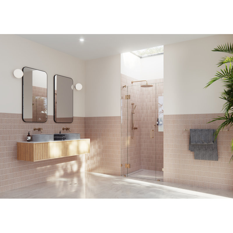 Stellar 42.75 in. x 78 in. Fully Frameless 3 Panel Inline Hinge Shower Door, Brushed Bronze