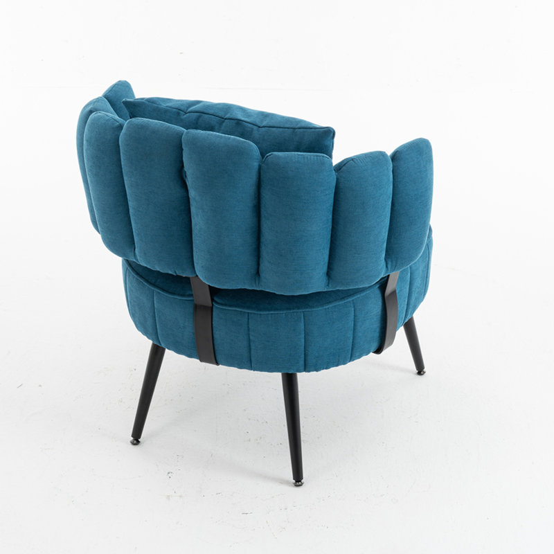 Small-Space Friendly Design Modern Accent Armchair, Chenille+Blue