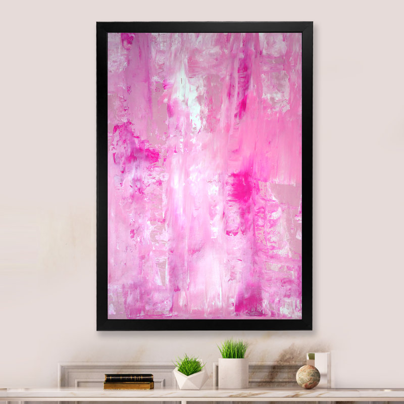 Rose abstrait, peinture d'art VI - décoration murale moderne et contemporaine en toile, Cadre photo noir