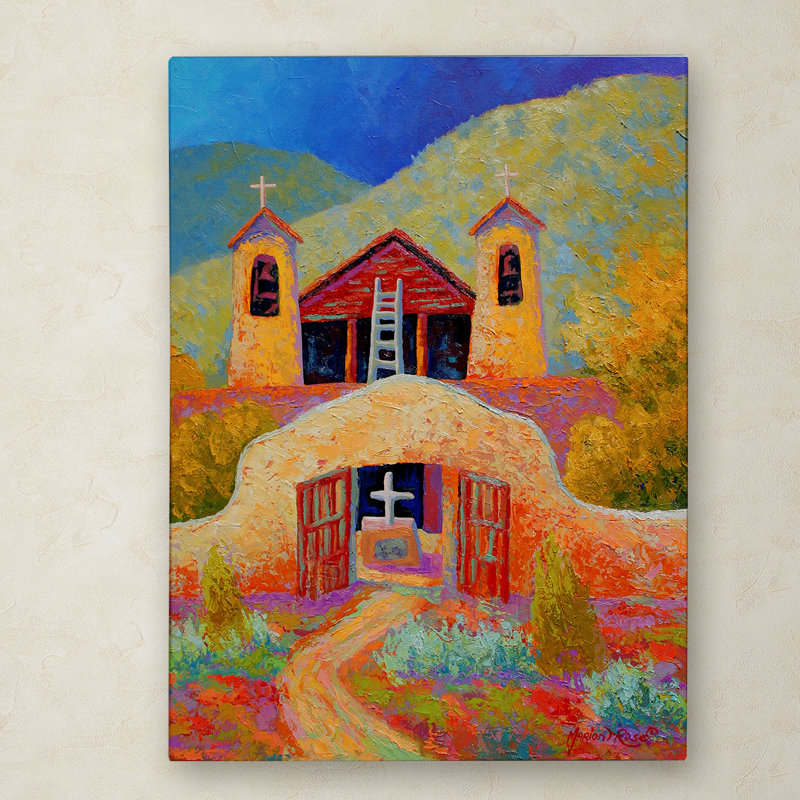 Marion Rose Chimayo Church Colorful Canvas Art Print 24x32
