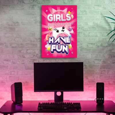 Gaming Inscription for Women 1 Piece Wall Art on Canvas