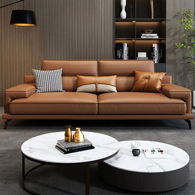 Orange Genuine Leather Standard Sofa cushion Loveseat