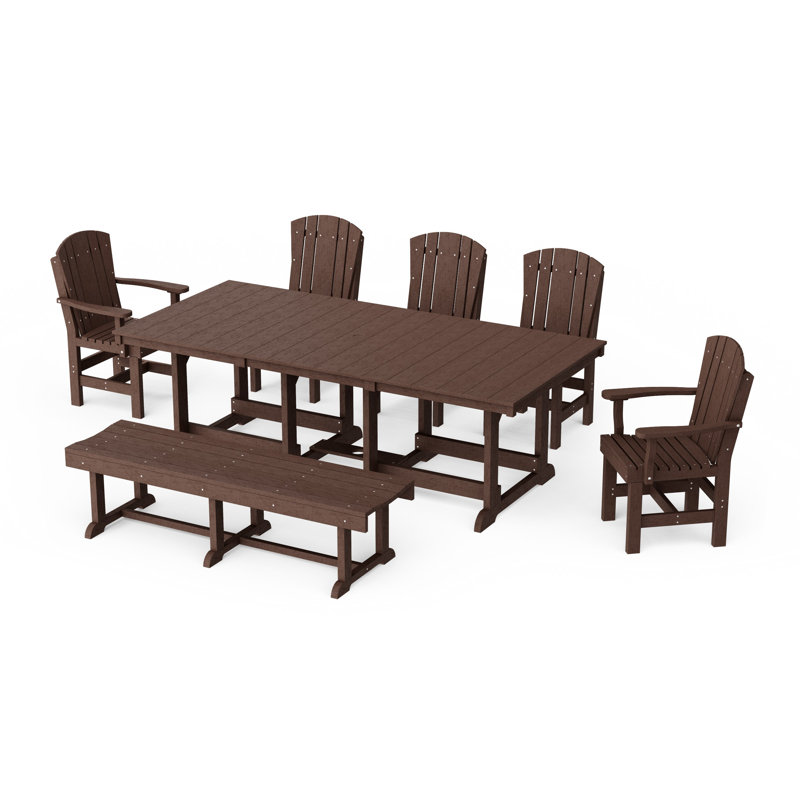 Heritage 7-Piece Rectangular Dining Set With Bench, Tudor Brown