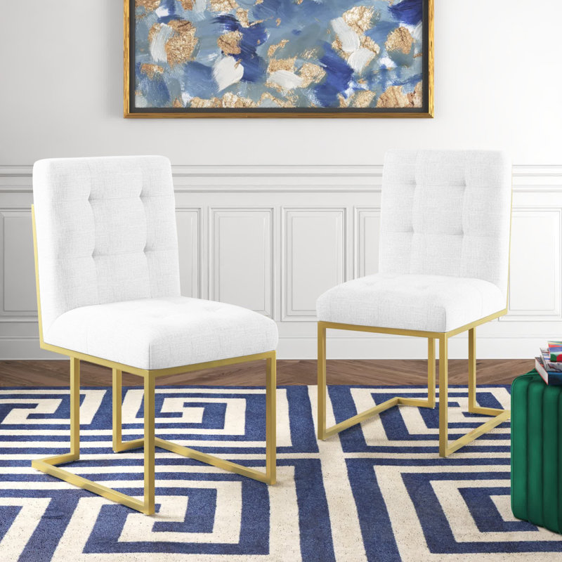 Chaise d'appoint en velours Privy, Blanc, 1, Gold