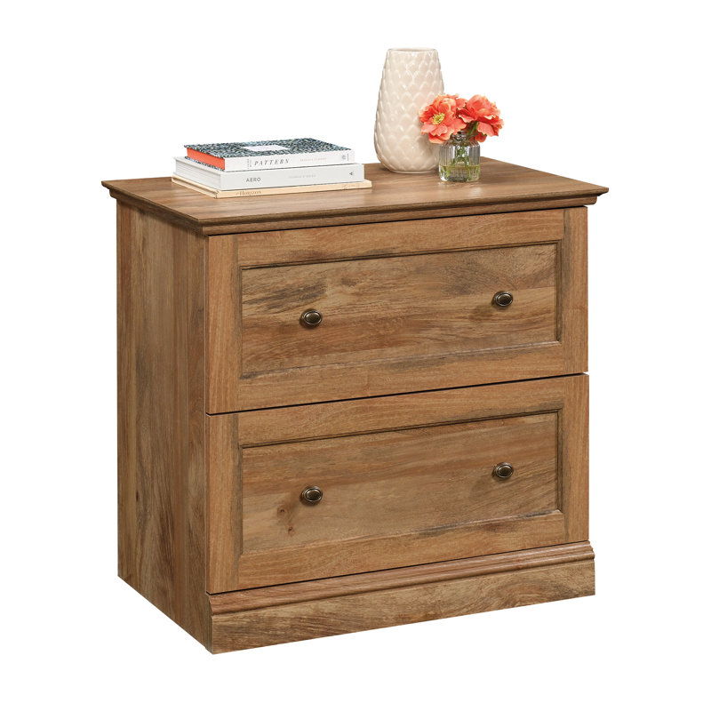 Classeur latéral en bois d'ingénierie avec 2 tiroirs, brun