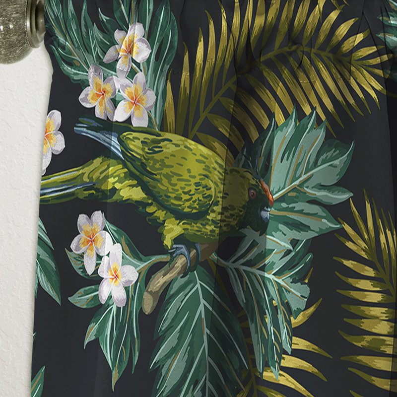 Tropical Leaves Green pattern  Curtain  - Blackout Curtain Single Panel,  52" W x 84" L
