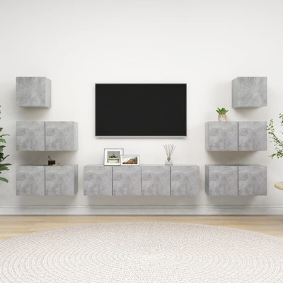 3 Piece TV Cabinet Set Concrete Grey Engineered Wood