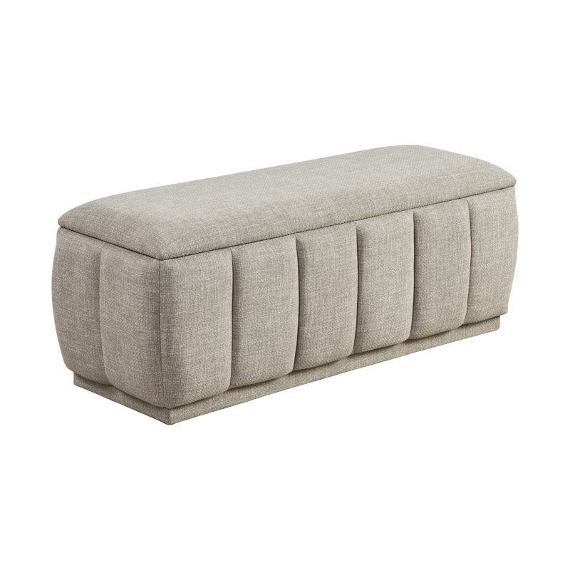 Banc de rangement moderne en taupe avec fabrication en contreplaqué et siège intérieur en mousse, Taupe