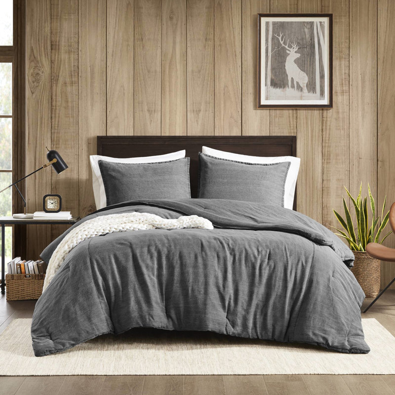 3Pcs King/ King Twill Washed Comforter - Breathable And Cozy, Stone Washed, Fill For Warmth , Versatile Design,