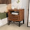 Table de chevet rustique en bois d'acacia massif avec tiroirs et tablette ouverte, table d'appoint industrielle moderne pré-assemblée pour le salon, la chambre à coucher