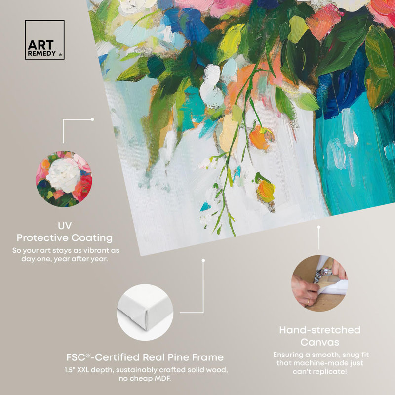 Nature's Colorful Canvas Modern Flower Vases Wrapped Canvas Art