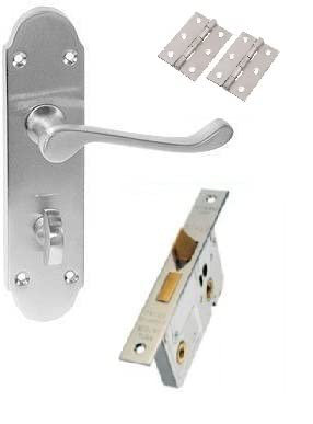 Door Handle with Bathroom Mortise Lock Set 