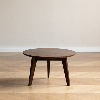 Solid Oak Wood Center Table, Finish Coffee Desk, Low Table For Home, Easy To Assemble, Round Corners, 24.24in Depth X Width 14.01in Height