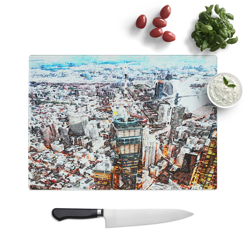 Glass High Above New York City Chopping Board, 39 cm W x 28.5 cm L