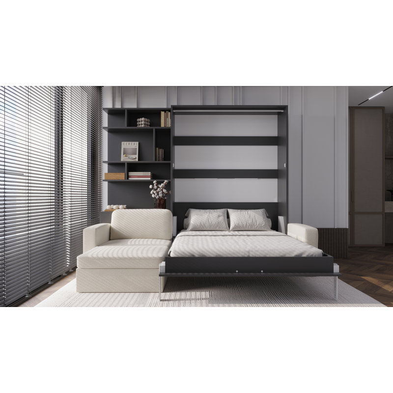 Neidelin Upholstered Bed, Grey/Cream