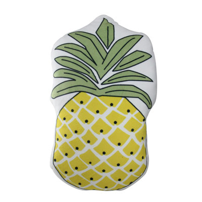 18" Green and Yellow Pineapple Shaped Plush Fleece Throw Pillow